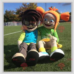 2 mascots a boy and a girl. 2 schoolchildren - Redbrokoly.com