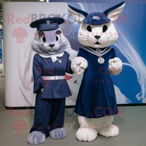 Navy Lynx mascot costume character dressed with a Ball Gown and Berets
