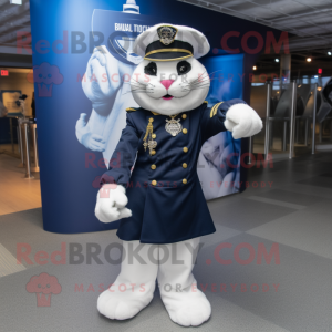 Navy Lynx mascot costume character dressed with a Ball Gown and Berets