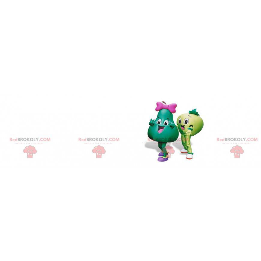 2 mascotas una manzana y una pera verde. 2 frutas - 2 mascotas una manzana y una pera verde. 2 frutas -