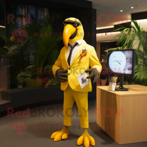 Gul Toucan maskot kostume...