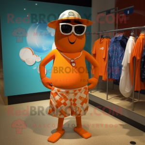 Orange Golf Bag mascot costume character dressed with a One-Piece Swimsuit and Tie pins