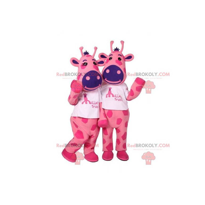 2 mascotes de vacas rosa e azuis. 2 vacas - Redbrokoly.com