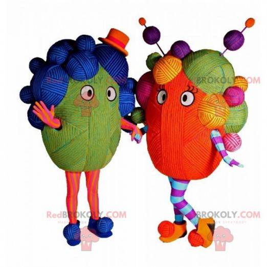 2 mascots of colored balls of wool - Redbrokoly.com
