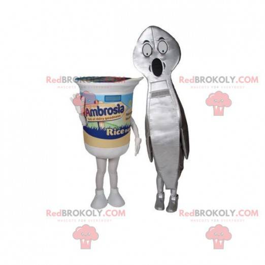 2 mascots a yogurt and a giant spoon - Redbrokoly.com