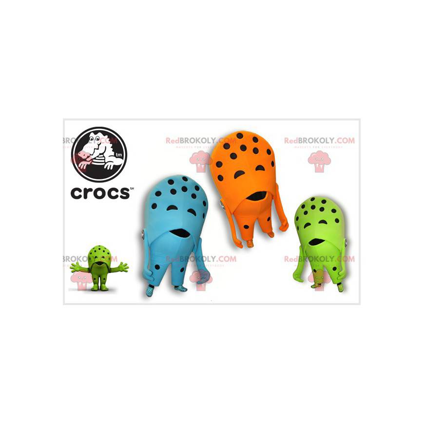 3 berühmte Crocs-Maskottchen mit löchrigen Schuhen -