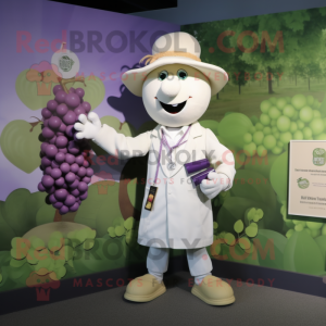 Cream Grape mascot costume character dressed with a Poplin Shirt and Brooches