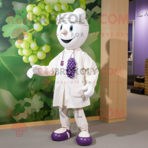 Cream Grape mascot costume character dressed with a Poplin Shirt and Brooches