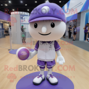 Lavender Volleyball Ball mascot costume character dressed with a Trousers and Berets