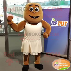 Tan Chocolate Bars mascot costume character dressed with a Tank Top and Tie pins