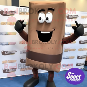 Tan Chocolate Bars mascot costume character dressed with a Tank Top and Tie pins