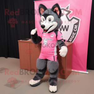 Mascotte de loup rose...