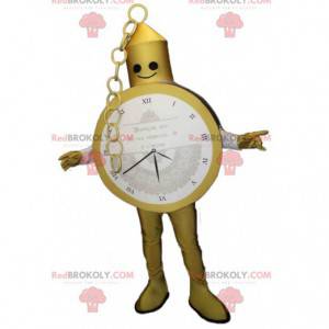 Mascote do relógio de bolso dourado. Fantasia de relógio -