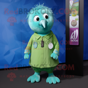 Cyan Kiwi mascotte kostuum...