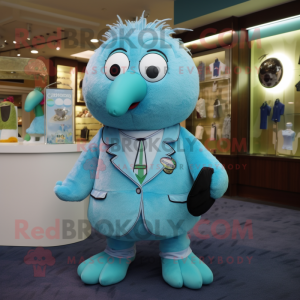 Cyan Kiwi maskot kostume...