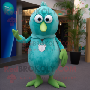 Cyan Kiwi maskot drakt...