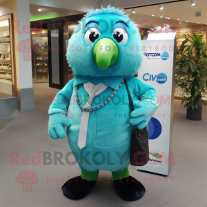 Cyan Kiwi mascotte kostuum...