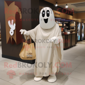 Beige Ghost maskot kostume...