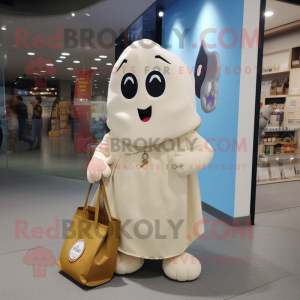 Beige Ghost maskot kostume...