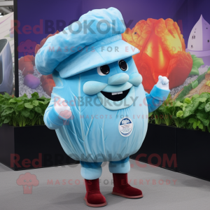 Sky Blue Corned Beef And Cabbage mascot costume character dressed with a Shorts and Hat pins