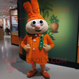 nan Carrot mascot costume character dressed with a Shorts and Lapel pins