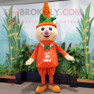 nan Carrot mascot costume character dressed with a Shorts and Lapel pins