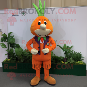nan Carrot mascot costume character dressed with a Shorts and Lapel pins