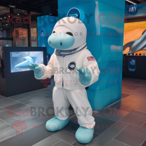 Cyan Beluga Whale mascotte...