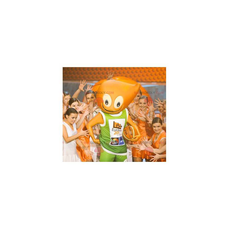 Mascotte de bonhomme orange très souriant - Redbrokoly.com