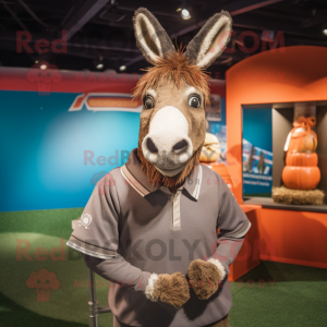 nan Donkey mascot costume character dressed with a Rugby Shirt and Necklaces