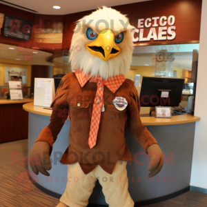 Rust Bald Eagle mascot costume character dressed with a Chinos and Ties