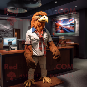 Rust Bald Eagle mascot costume character dressed with a Chinos and Ties