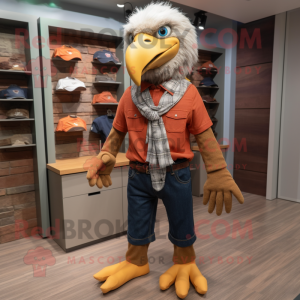 Rust Bald Eagle mascot costume character dressed with a Chinos and Ties