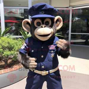Navy Monkey mascot costume character dressed with a Bermuda Shorts and Gloves