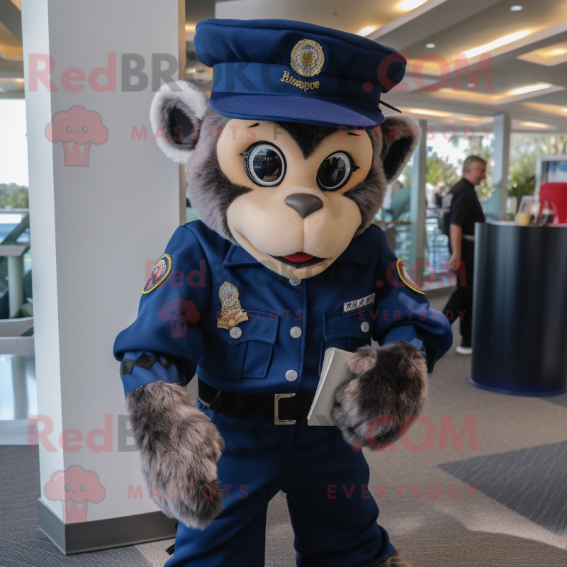 Navy Monkey mascot costume character dressed with a Bermuda Shorts and Gloves