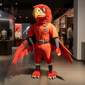 Red Eagle mascot costume character dressed with a Skinny Jeans and Tie pins