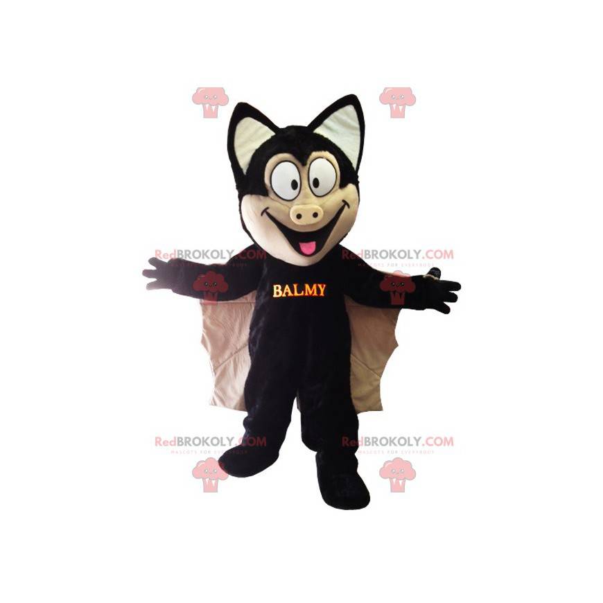 Mascote morcego preto e bege com asas grandes - Redbrokoly.com