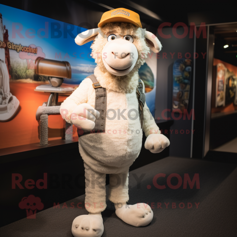 White Merino Sheep mascot costume character dressed with a Jeggings and Hats White Merino Sheep mascot costume character dressed with a Jeggings and Hats