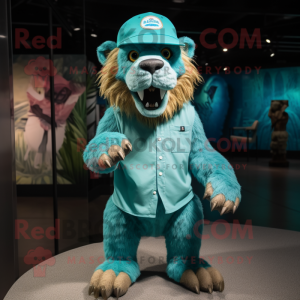 Teal Smilodon maskotdräkt...