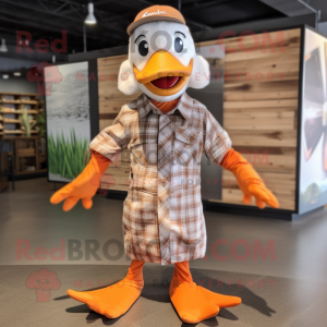 Rust Geese mascot costume character dressed with a Dress Shirt and Headbands