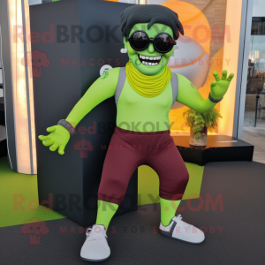 nan Frankenstein'S Monster mascot costume character dressed with a Yoga Pants and Sunglasses