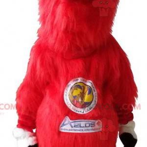 Aelos maskot hårig röd get med stora horn - Redbrokoly.com
