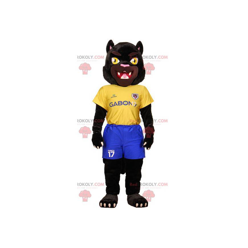 Black tiger mascot in yellow and blue sportswear - Black tiger mascot in yellow and blue sportswear -