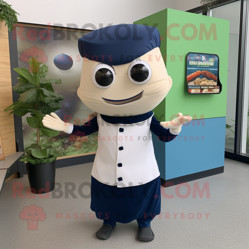 Navy Falafel mascot costume character dressed with a Turtleneck and Bow ties