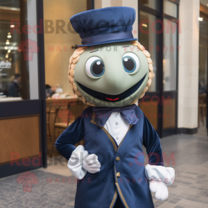 Navy Falafel mascot costume character dressed with a Turtleneck and Bow ties