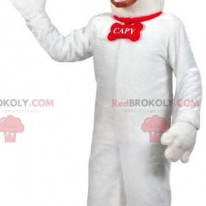 Mascotte de chien blanc et marron. Costume de chien -