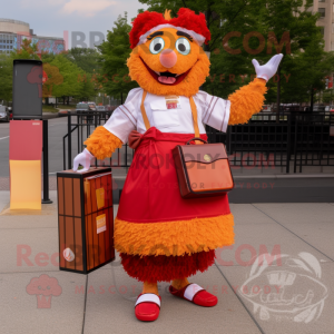 nan Chicken Parmesan mascot costume character dressed with a Pencil Skirt and Wallets