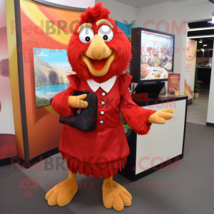 nan Chicken Parmesan mascot costume character dressed with a Pencil Skirt and Wallets