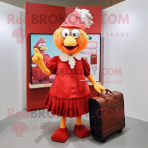 nan Chicken Parmesan mascot costume character dressed with a Pencil Skirt and Wallets