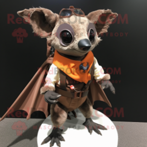 Rust Fruit Bat mascot costume character dressed with a Chinos and Scarf clips